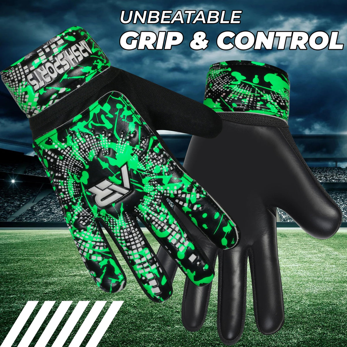 Soccer Goalkeeper Gloves Size 7 for Adults, Green - Grip & Protection