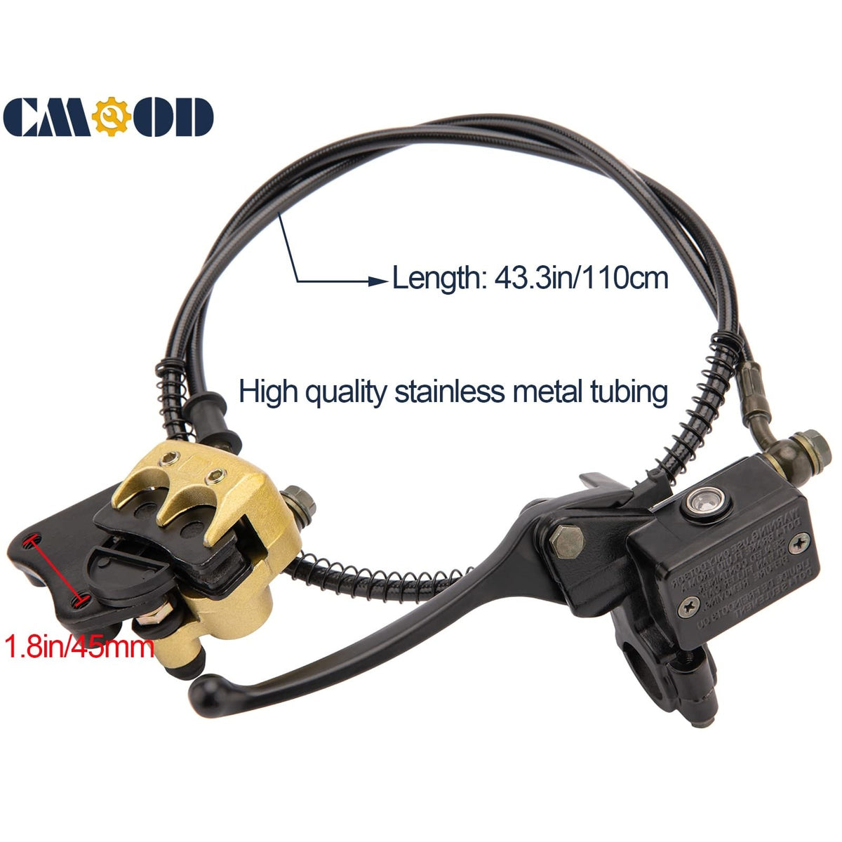 Front Disc Brake Master Cylinder Caliper Kit for 50cc-125cc Pit Bike - 1100mm Hose