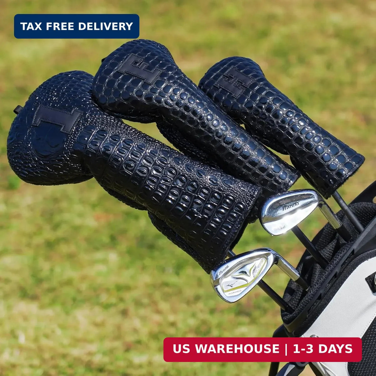 Crocodile Pattern Golf Club Headcovers Protector Set - Black