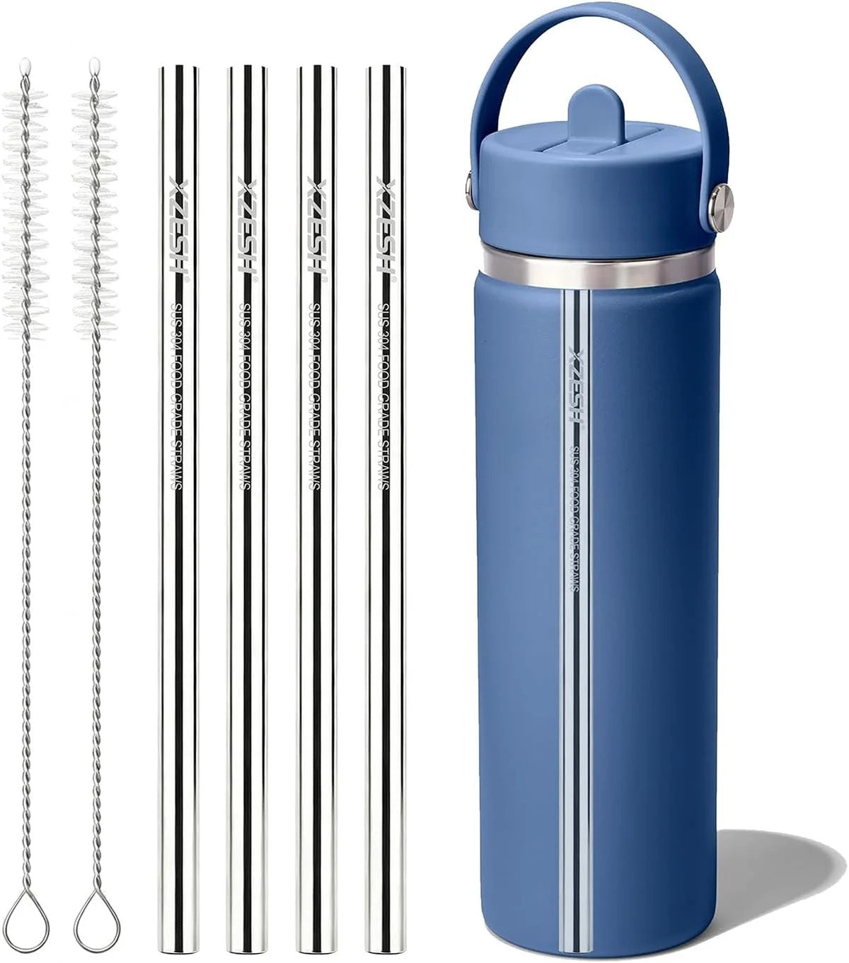 4 Pack Stainless Steel Water Bottle Straws Compatible with 24oz Hydro Flask