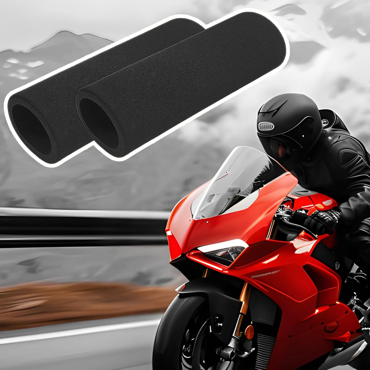2 PCS Foam Handlebar Grips for Motorcycle Bike Scooter Anti-Slip Comfort