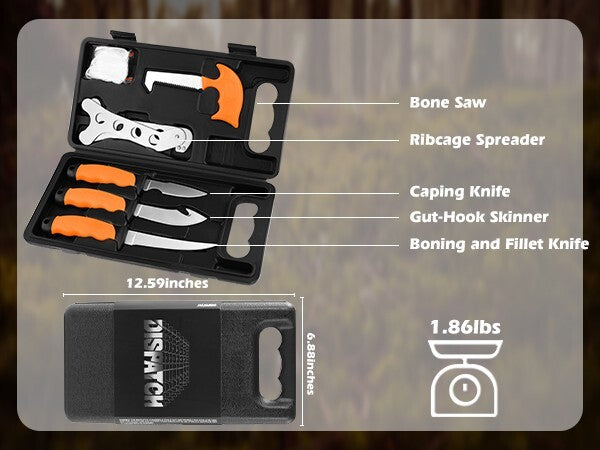6-Piece Hunting Knife Set with Sharp Blades & Accessories for Field Dressing