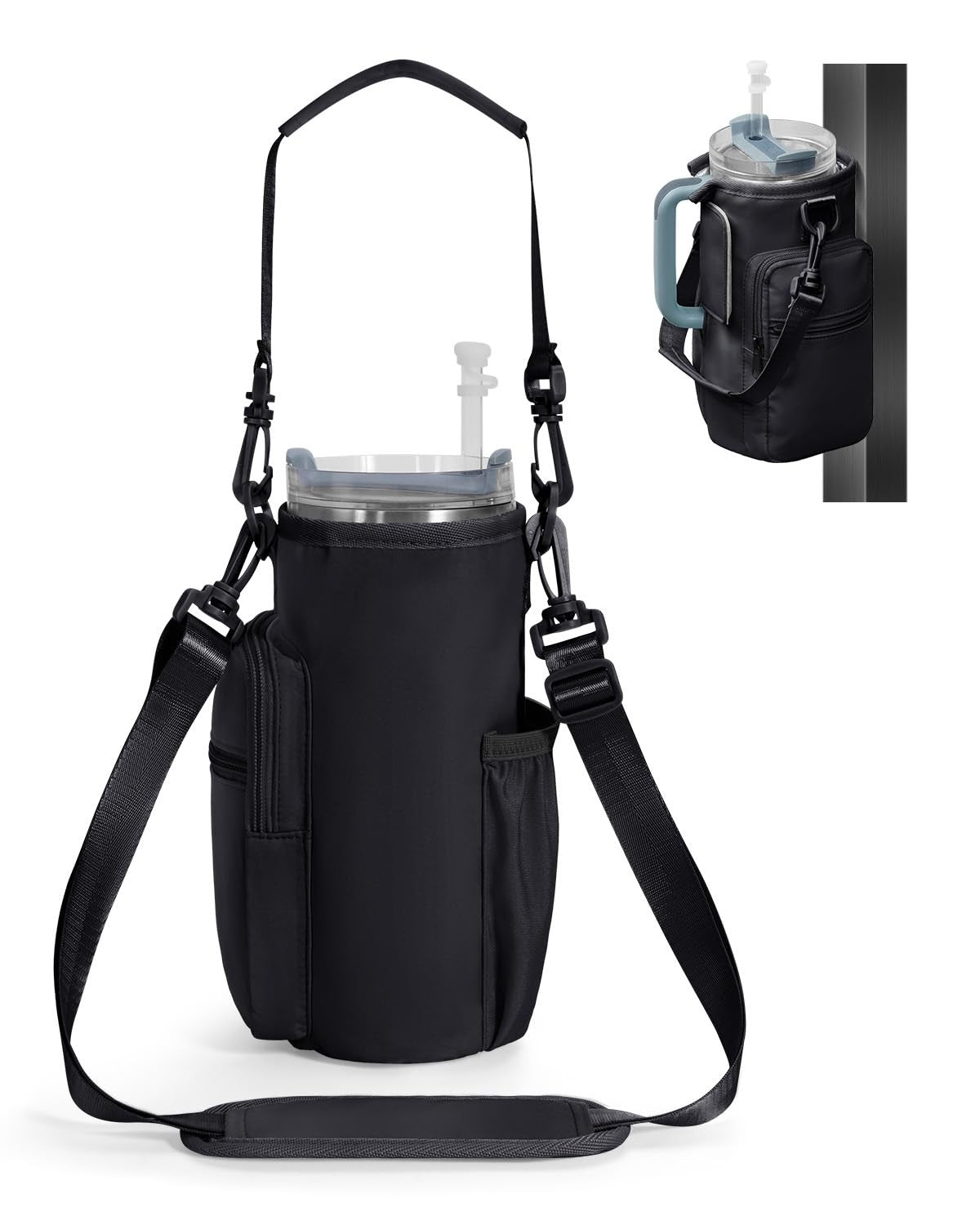 Magnetic Water Bottle Holder for 40oz Tumblers with Pockets - Gym & Travel