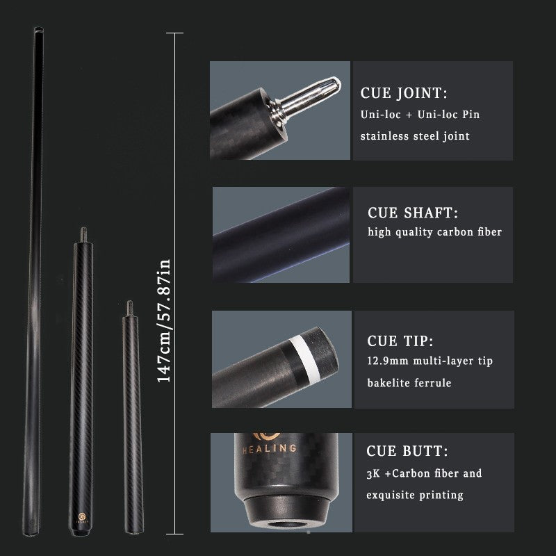 Carbon Fiber 58-Inch 12.9mm Tip Break-Jjump Cue 20oz Billiards Sticks