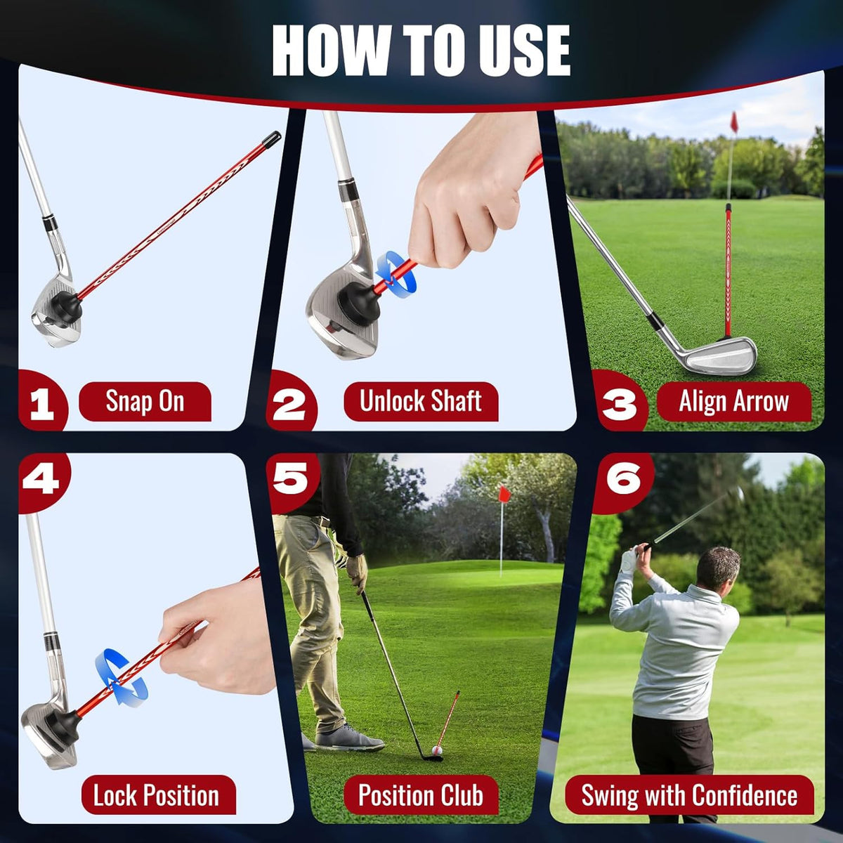 Golf Alignment Magnet Tool for Aiming and Swing Practice - Red, 10 Inch