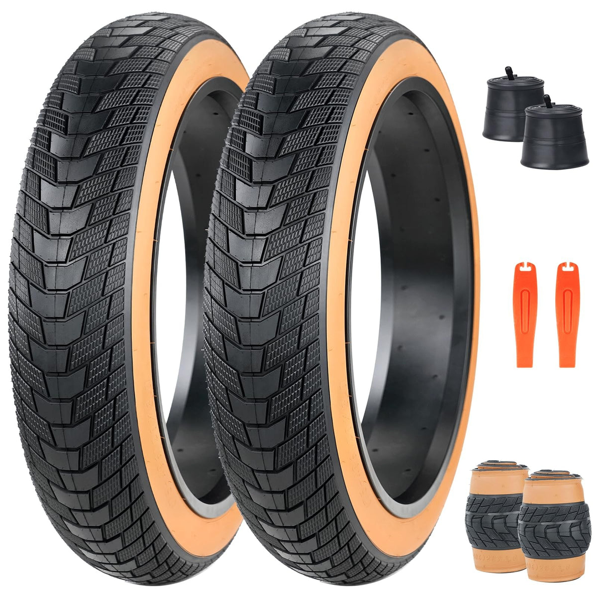 Fat Bike Tire 20x3.0 Inch Set with Inner Tubes - Durable Replacement for Mountain & E-Bikes