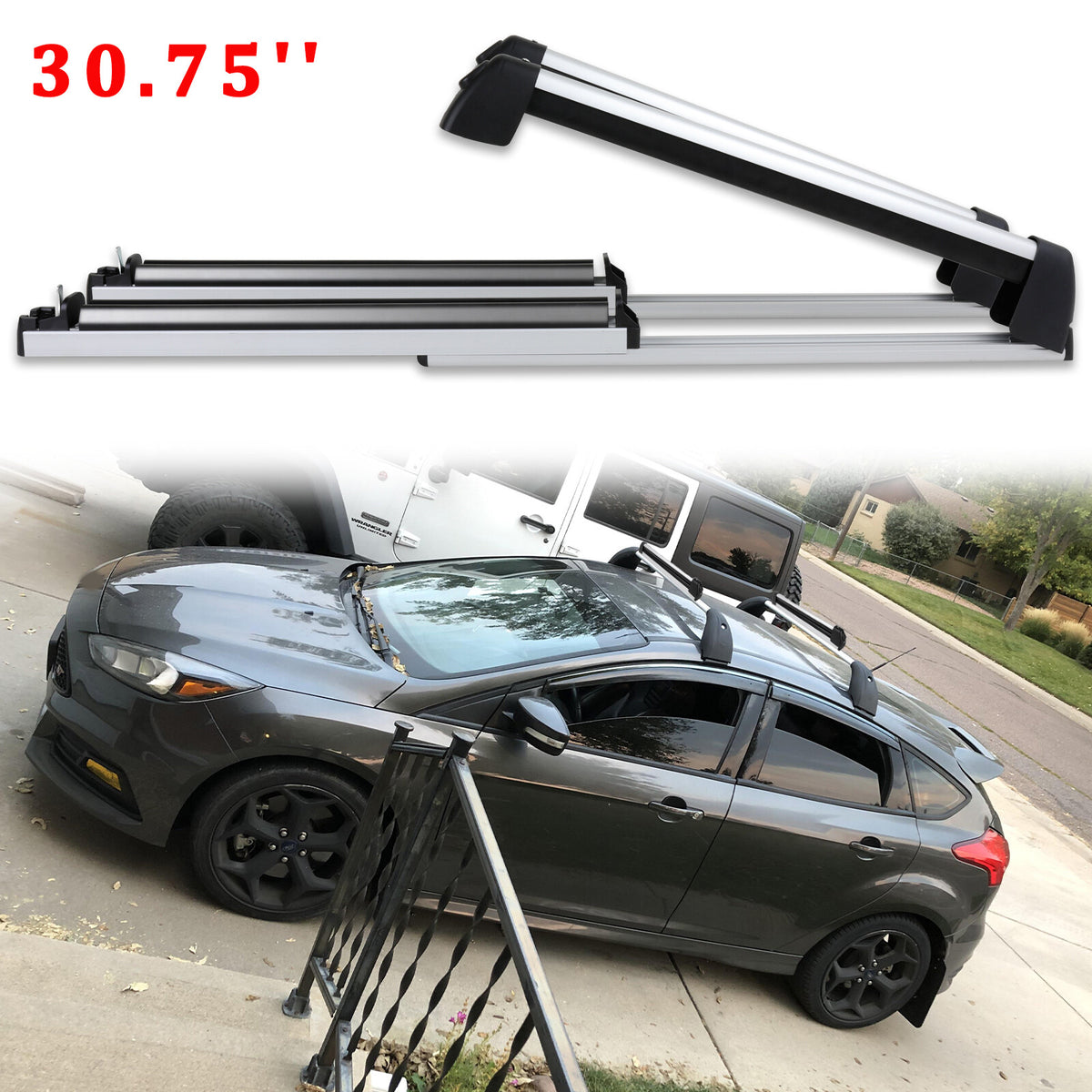 Universal Ski Snowboard Roof Rack Cross Bars with Lock for Car