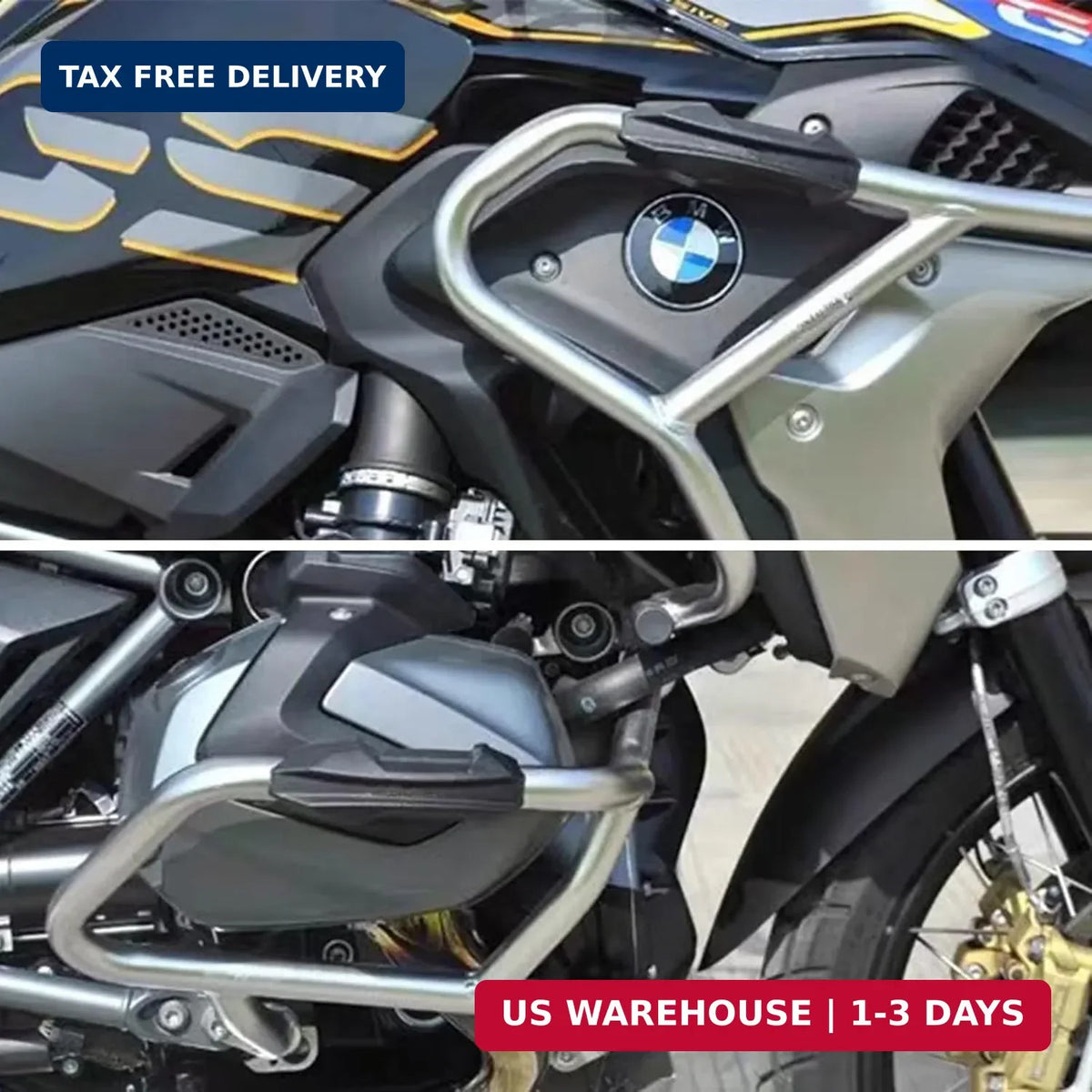 Motorcycle Engine Crash Bar Protectors Set - 25mm Rubber Bumper Guards
