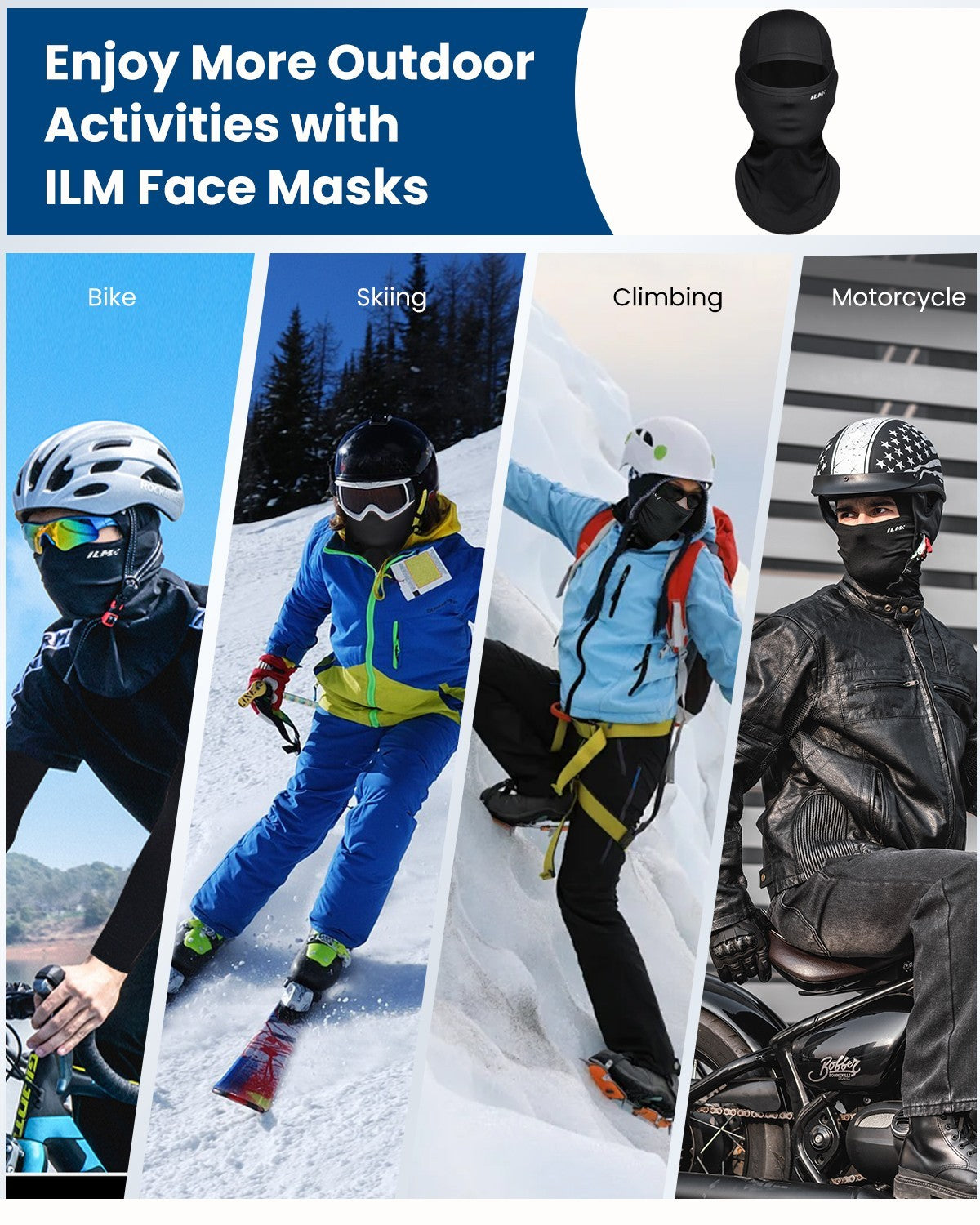 Motorcycle Balaclava Face Mask for Men Women Ski Snowboard Open Design