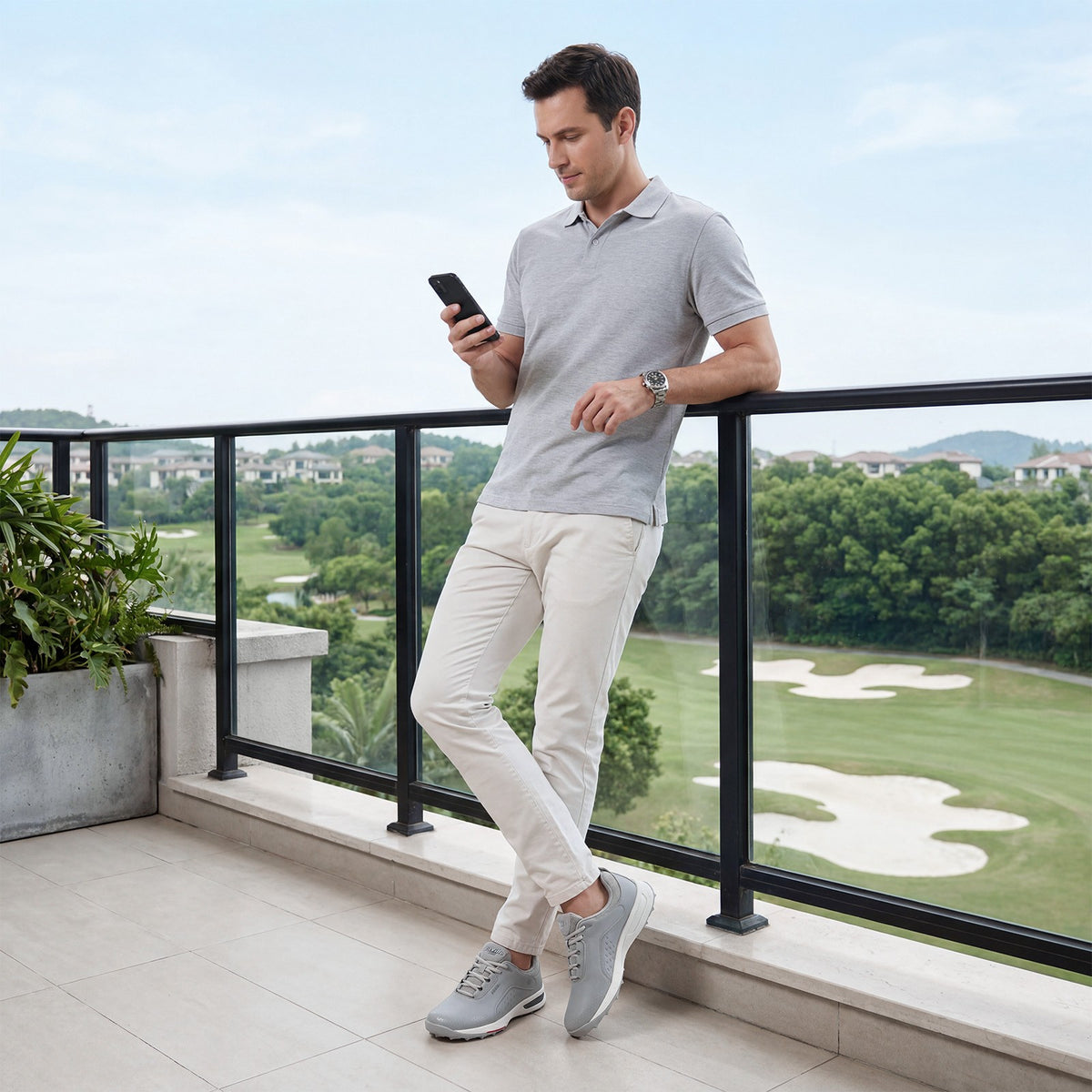 Wide Fit Men's Spikeless Water Resistant Golf Shoes - Lightweight & Comfortable