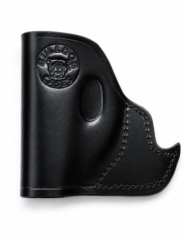 Leather Pistol Holster for Concealed Carry - Hand Tooled, Black or Tan