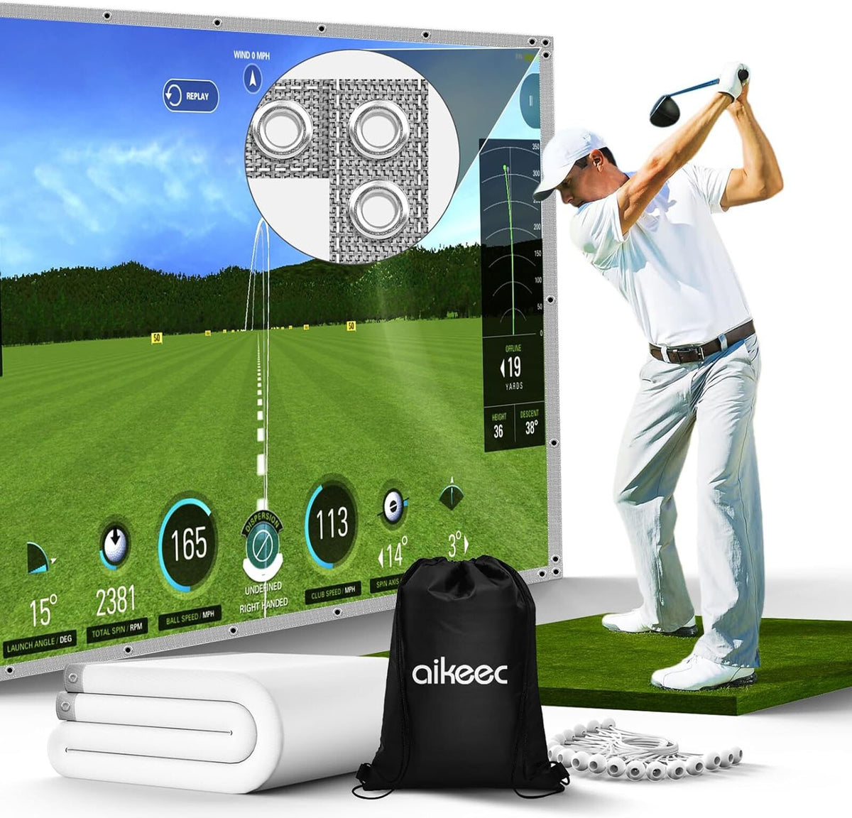 Golf Impact Screen 8x10 ft for Home Garage Indoor Practice Durable Impact-Resistant