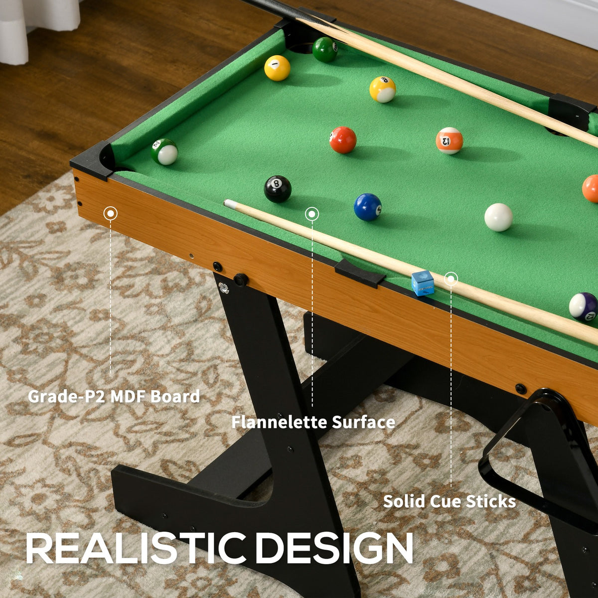 40'' Mini Pool Table Set - Tabletop Billiards with Cues, Folding