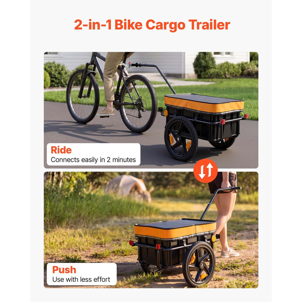 Bike Cargo Trailer 88 lbs 2-in-1 Bicycle Wagon for 22-28 inch Wheels