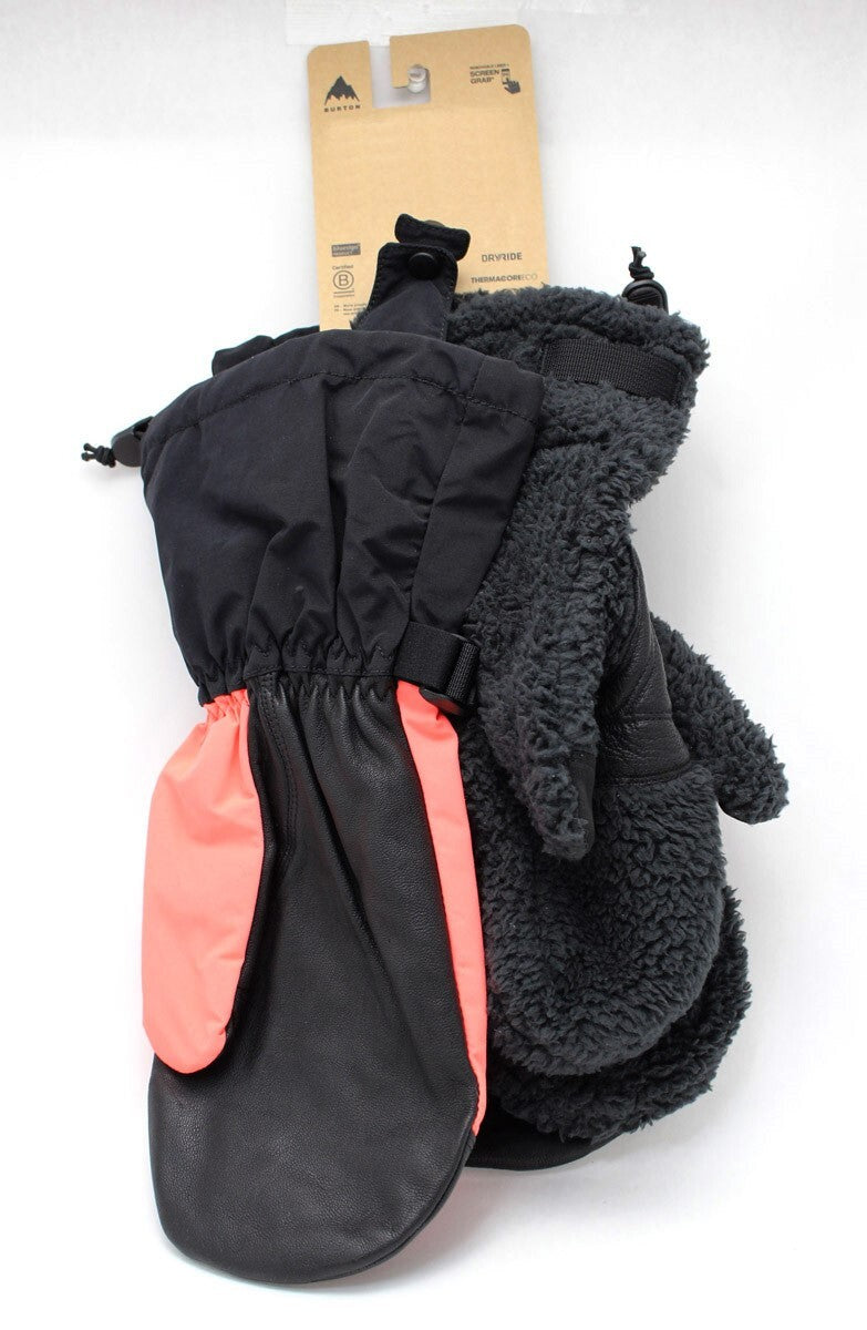 Men's Snowboard Mittens with Removable Liner Waterproof Touchscreen Gloves - Orange/Black
