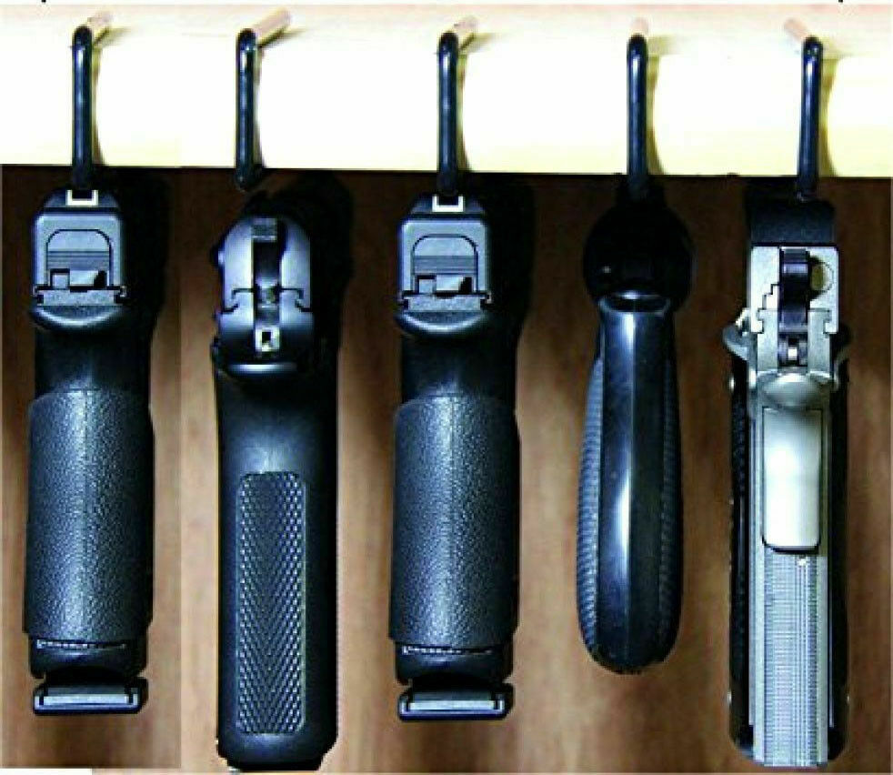 Set of 5 Gun Storage Pistol Racks Handgun Organizers Shelving Hangers