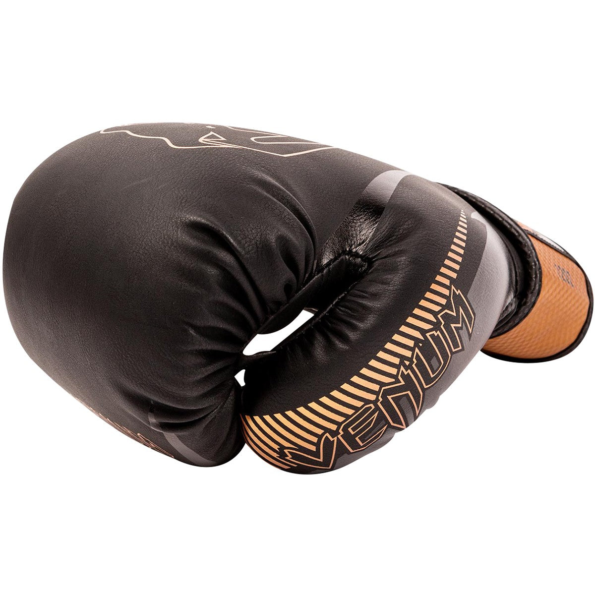 Impact Boxing Gloves with Hook and Loop Closure - Black and Bronze, 10-14 oz