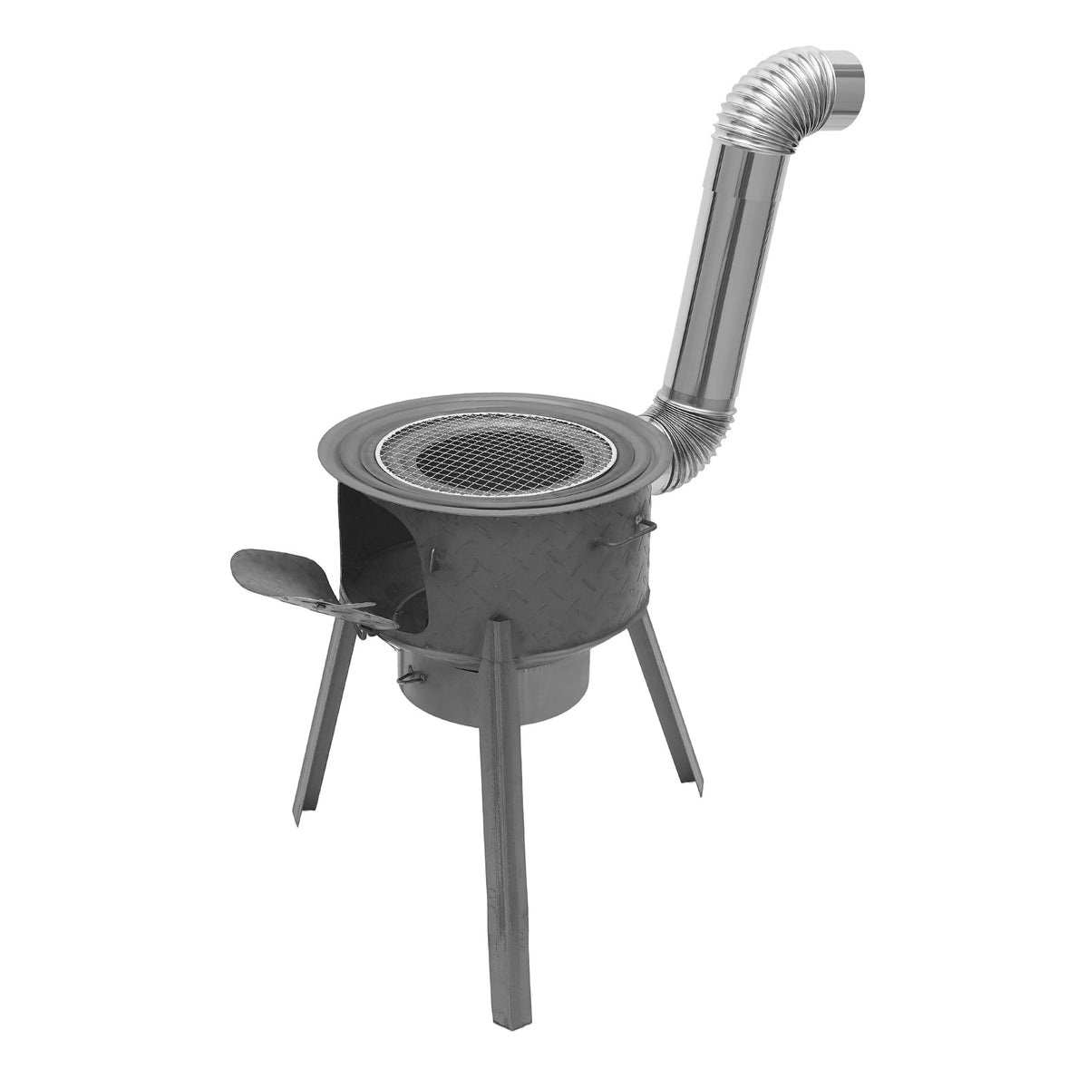 Portable Camping Wood Stove with Wok Rings, Stable Steel Support