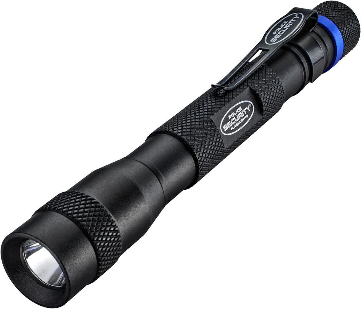 Police Security Bright Compact LED Pen Light - 120 Lumens, Water Resistant, Black