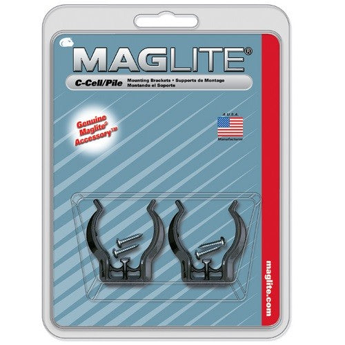 Universal Flashlight Mounting Brackets for C-Cell Flashlights (2 Pack)
