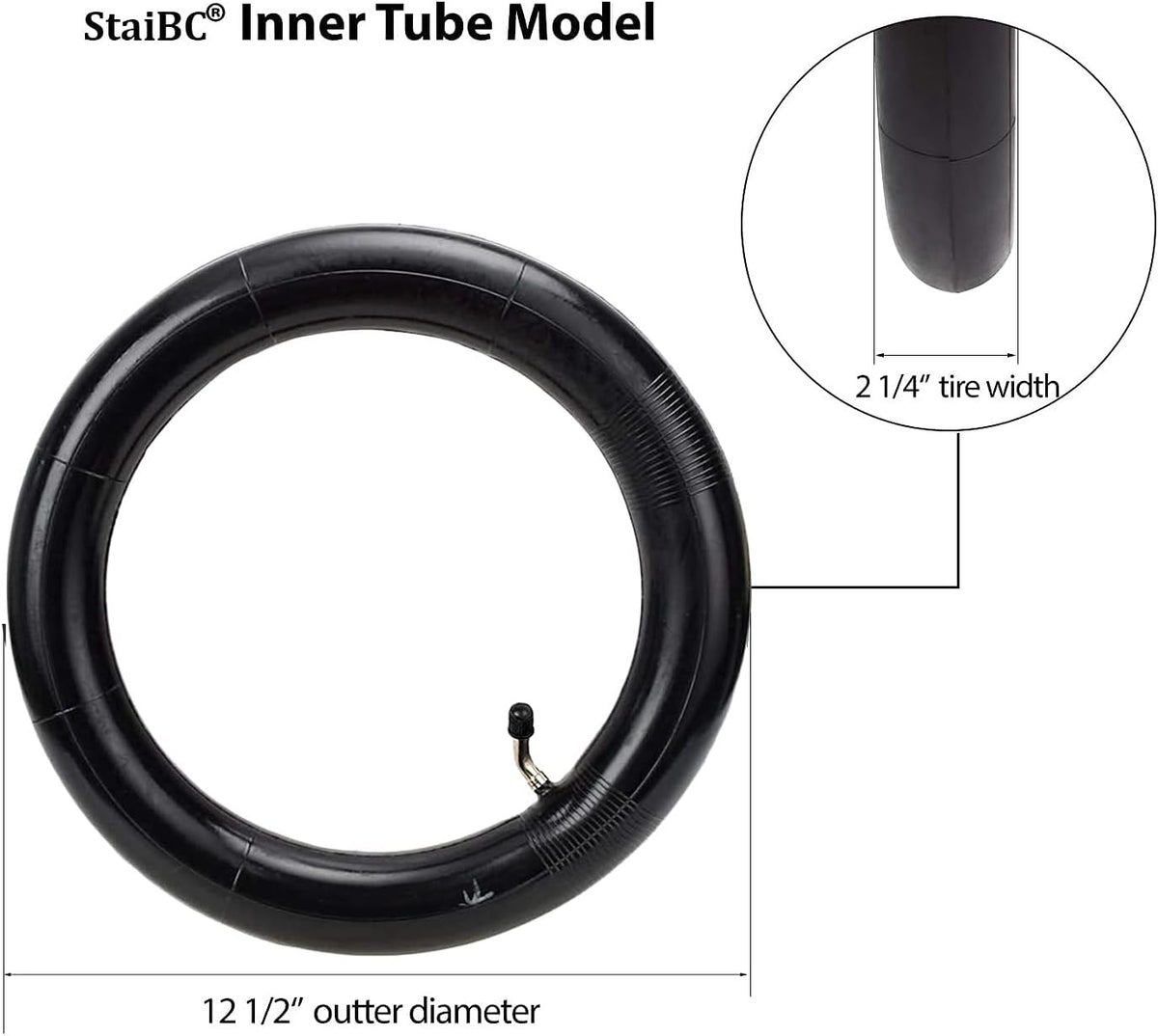 12.5 Inch Scooter Inner Tube - 12 1/2 x 2.25, Black, Easy Install