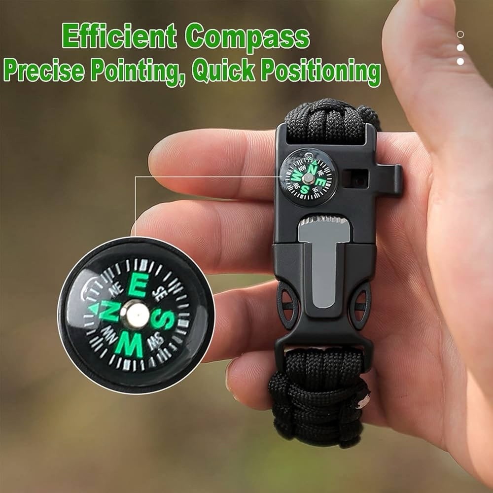 Survival Paracord Bracelet with Flint, Compass & Multi-Tool Outdoor Gear