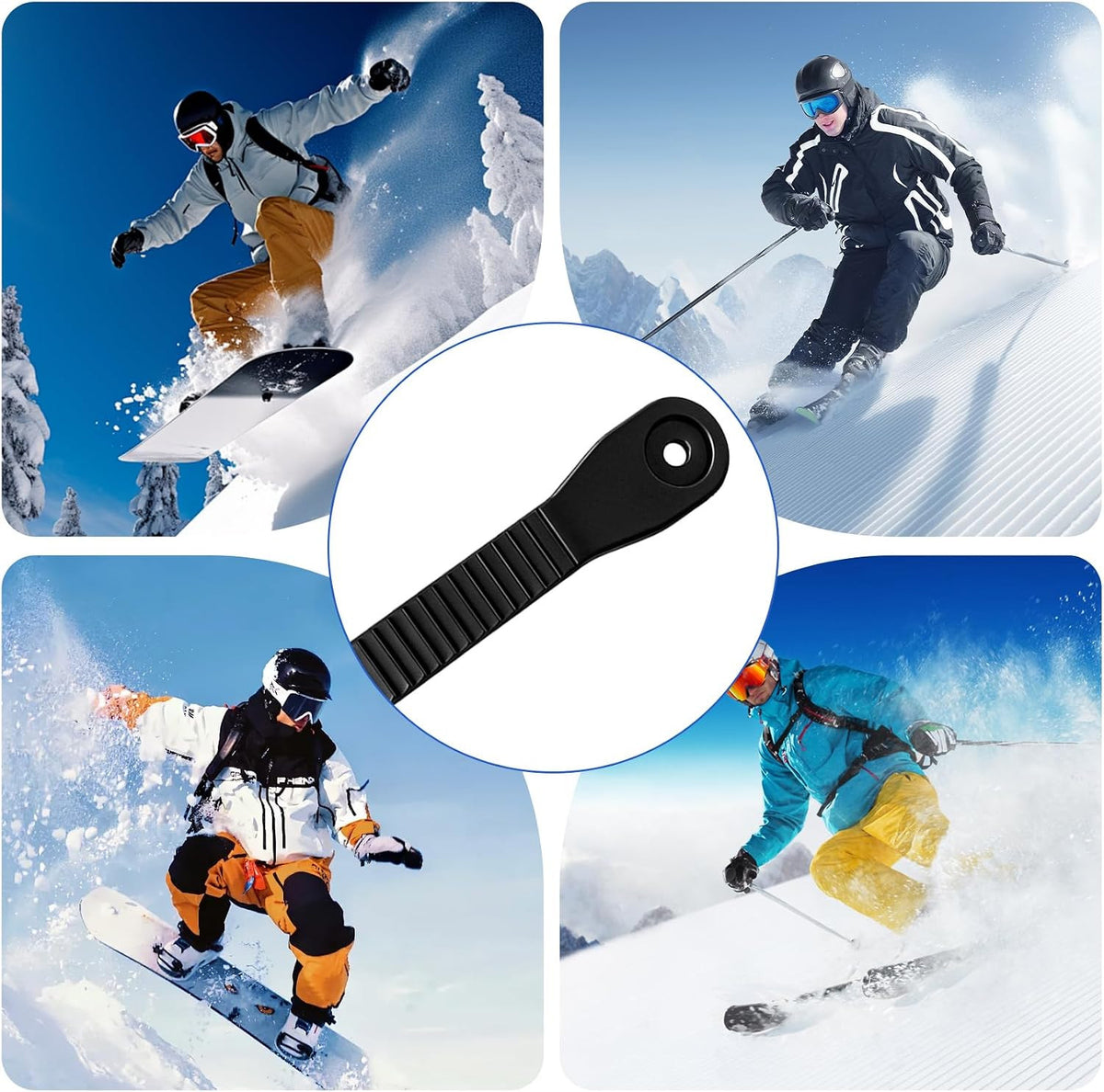 6 Pack Snowboard Binding Ladder Straps - Black ABS Adjustable Ski & Snowboard Accessories