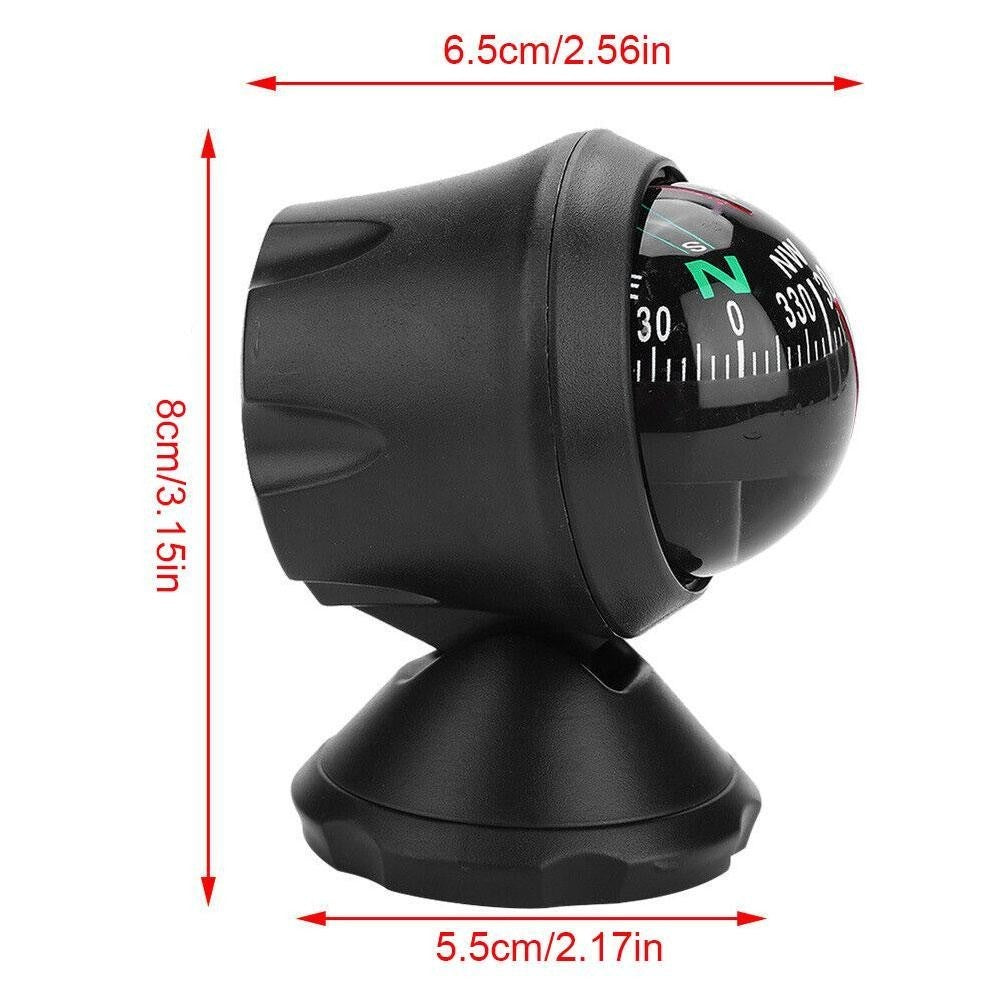 Waterproof Car Navigation Ball Compass 360° Rotation Night Vision Travel Tool