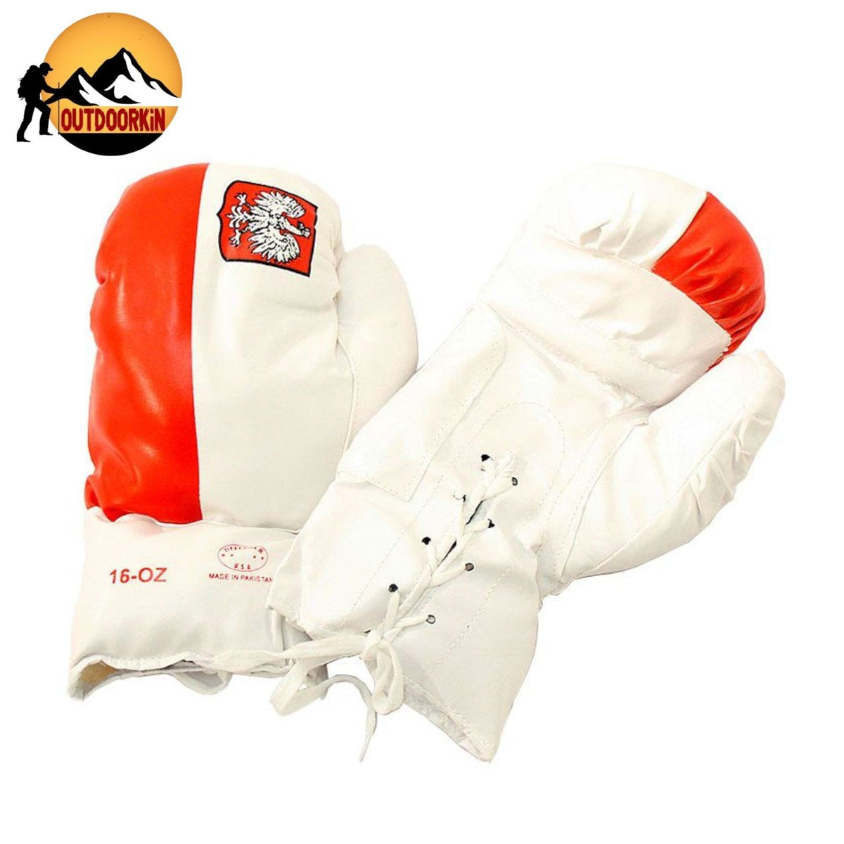 16 Oz Boxing Gloves with Polish Flag Design - Training & Sparring Gear