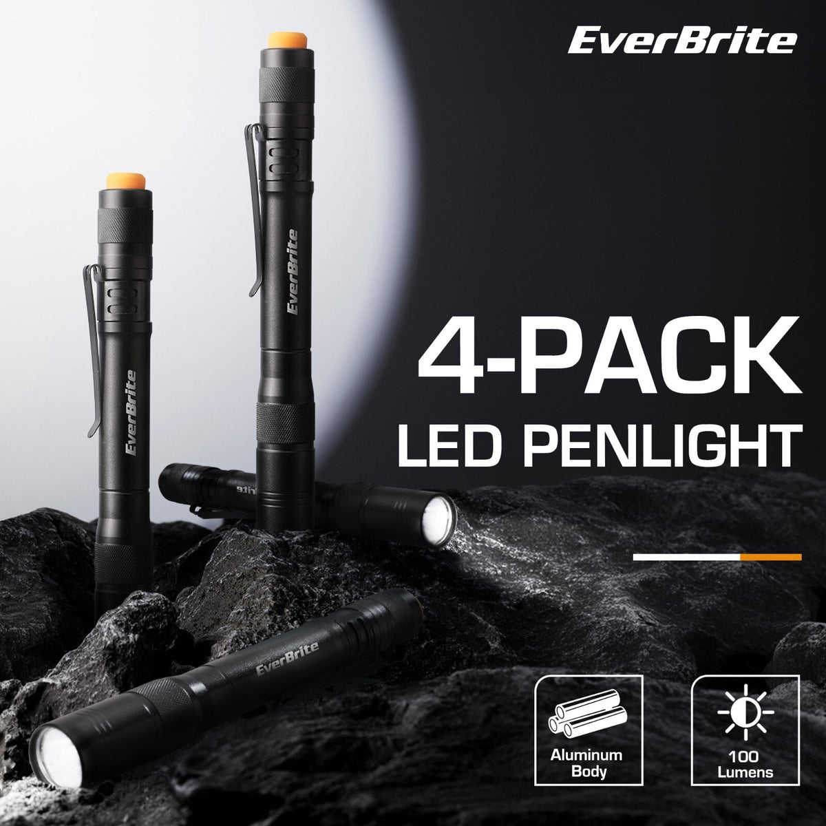 LED Pen Light Set - 4 Pack Compact Aluminum Pocket Flashlights with 3 Light Modes