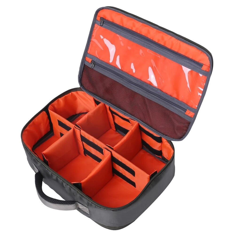 Fishing Reel Case with Mesh Pockets and Adjustable Compartments - Durable Reel Storage