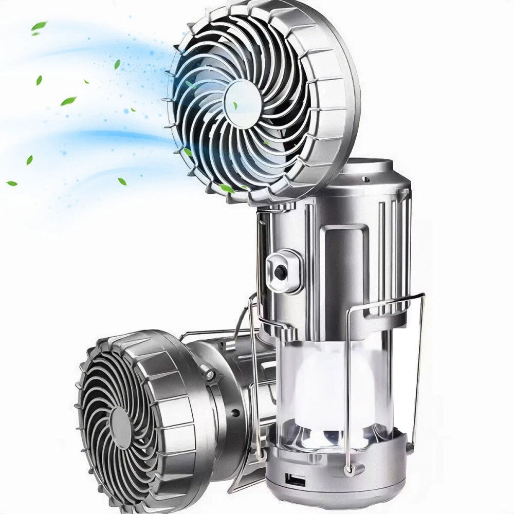 Rechargeable Solar Camping Lantern with Fan - Portable Tent Light & USB Power Bank