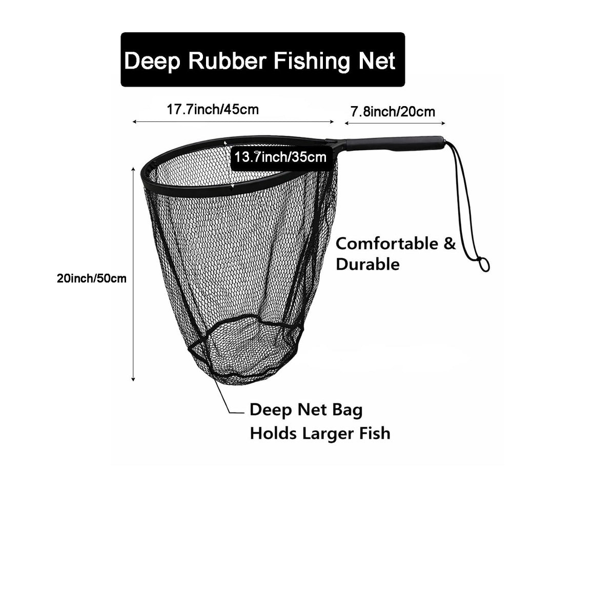 Deep Mesh Fish Landing Net for Catch & Release Trout Bass Crappie