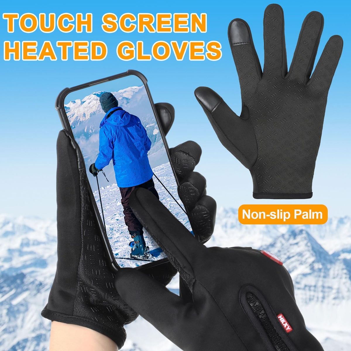 USB Heated Gloves Touchscreen Unisex Winter Gloves - Washable, 3 Temperature Settings