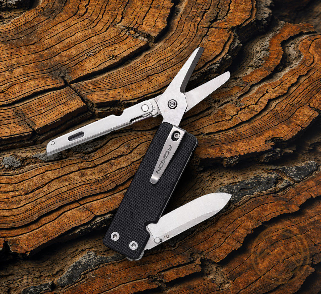 Multitool with Integrated Tools and D2 Steel Blade, G10 Handle