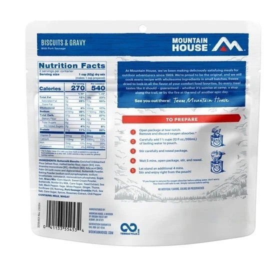 Freeze-Dried Biscuits & Gravy for Camping - 2 Servings