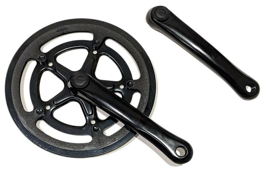 52T Aluminum Bicycle Chainring Set with 170mm Crank Arms for Folding and E-Bikes - Black