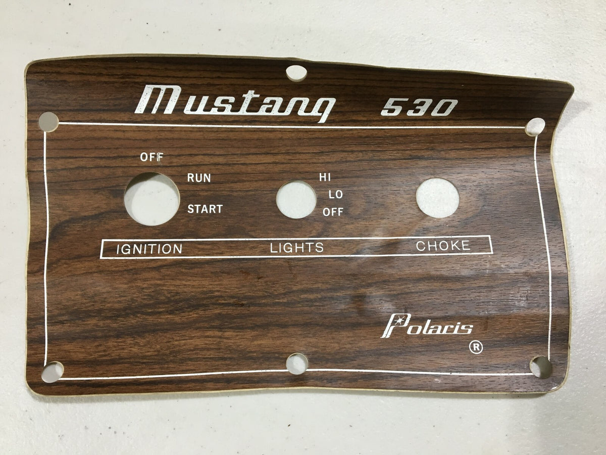 NOS Polaris Mustang 530 72 Dash Decal Vintage Snowmobile Woodgrain