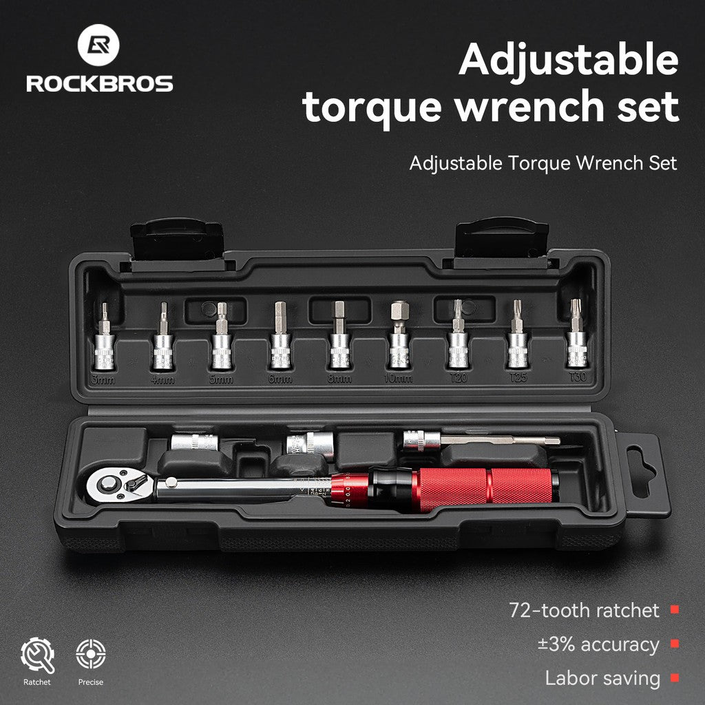 Bike Torque Wrench 1/4 Inch Drive 72-Tooth Ratchet Adjustable 2-24Nm