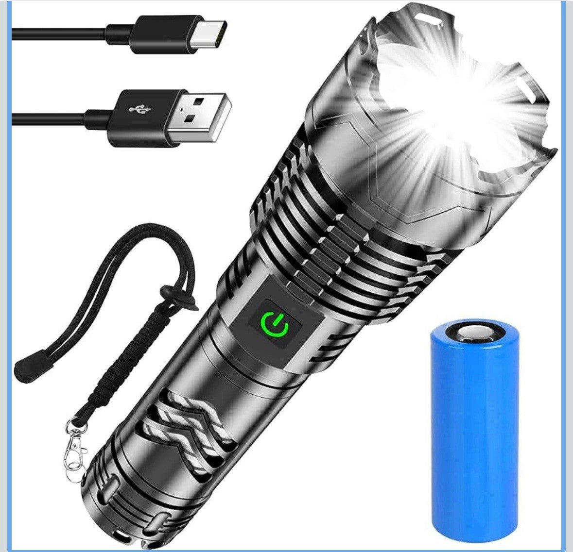 Ultra Bright Tactical Flashlight 5500 Lumens Waterproof 2000ft Range