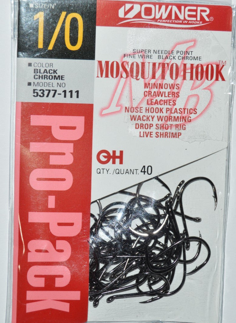 Owner Drop Shot Wacky Minnow Mosquito Nose Hook 1/0 Pro-Pack