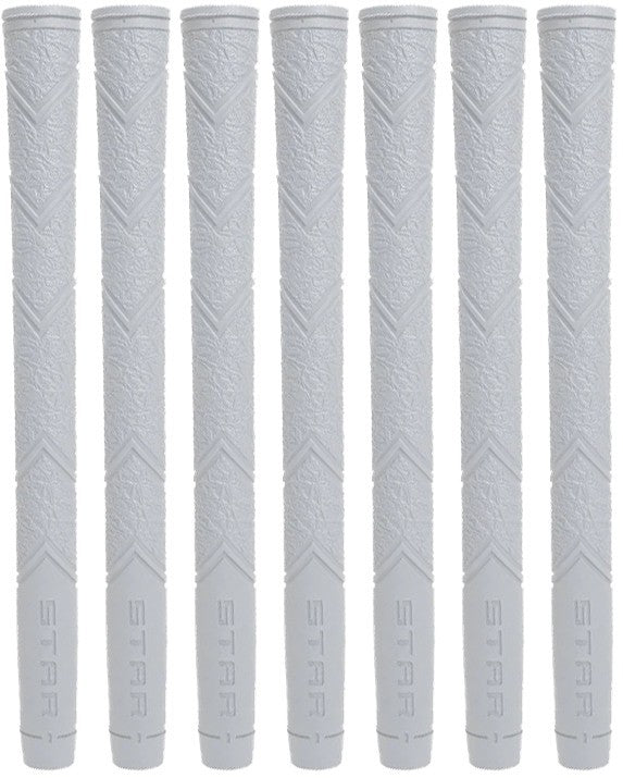 Golf Grip Set - White Standard Size Tacky Textured 7 Pack