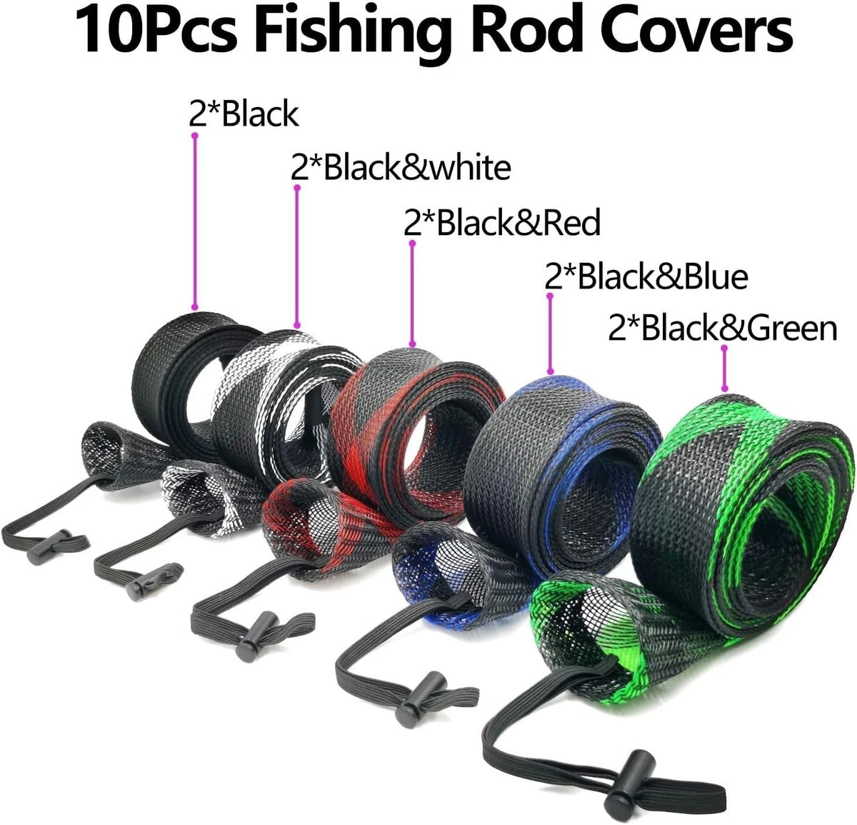 10PCS Fishing Rod Sleeve Covers - Water-Resistant, Protect & Organize Poles