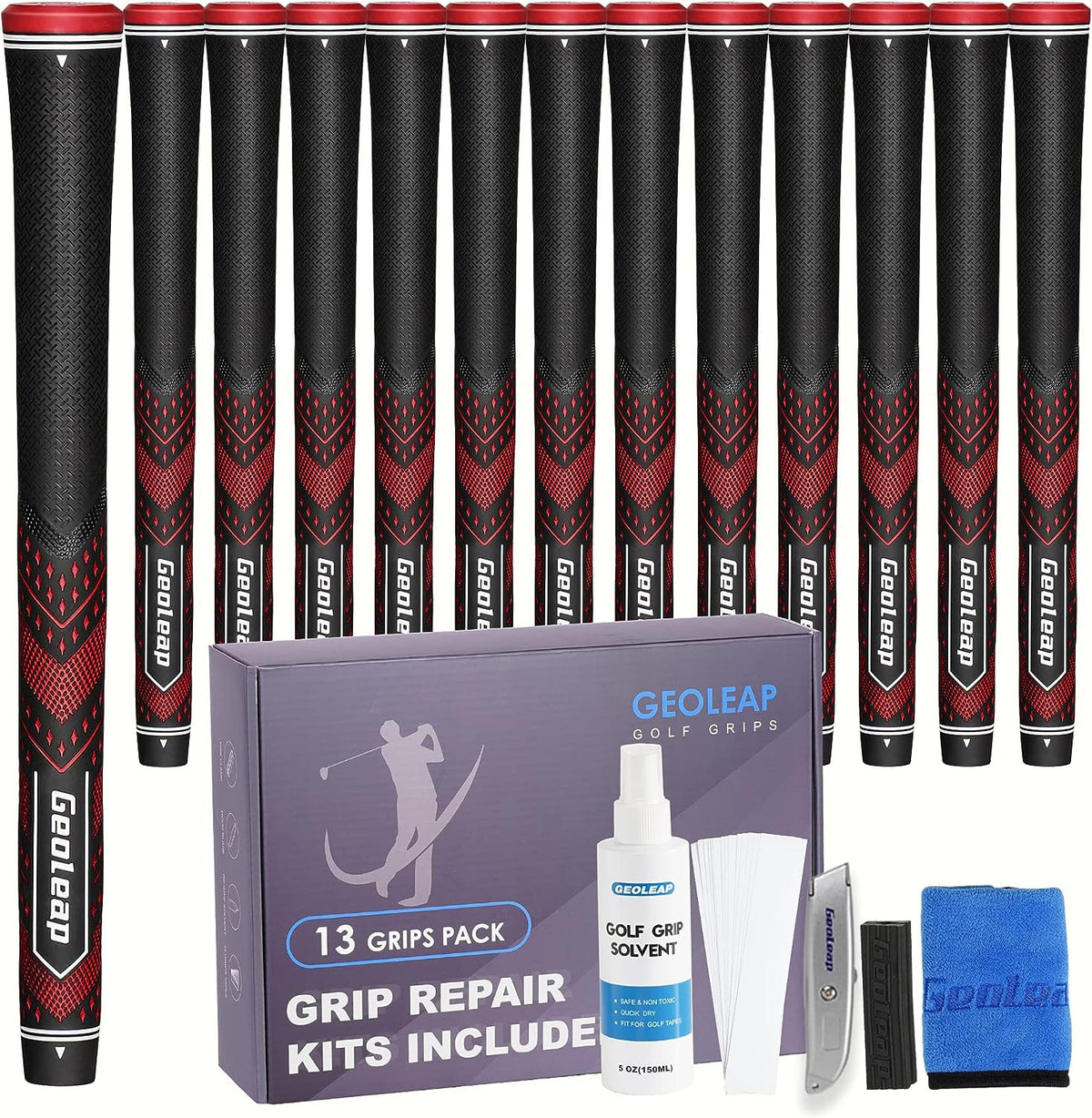 Golf Grip Set of 13 - Soft Taper-Reduced Design for Better Traction & Control