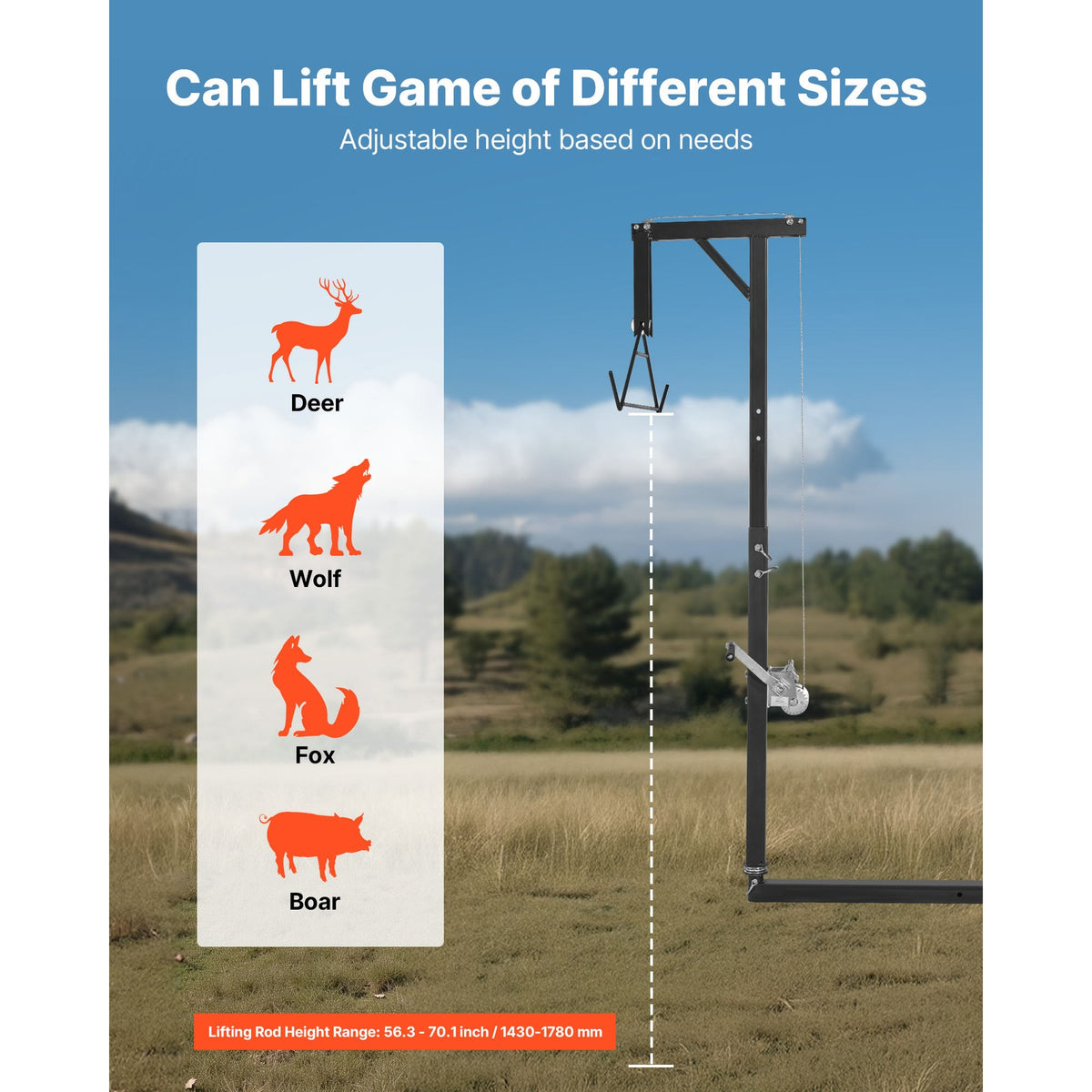 Heavy Duty Truck Hitch Game Hoist 300 lbs Deer Lift with 2-inch Receiver