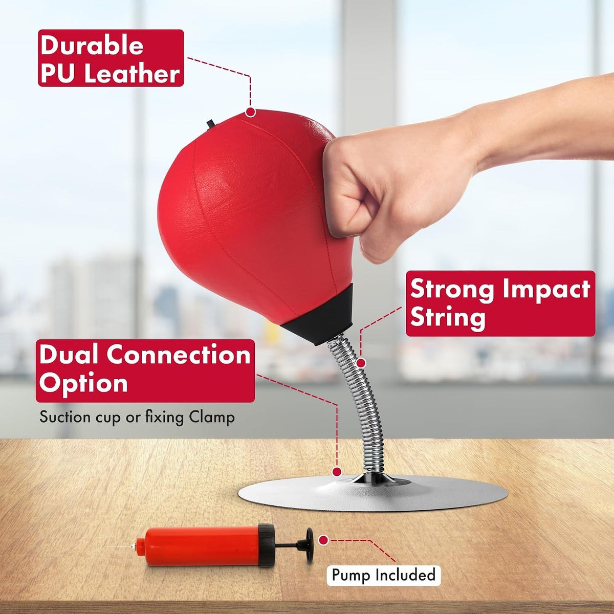 Stress Relief Desktop Punching Bag with Clamp - Office Toy & Stress Reducer