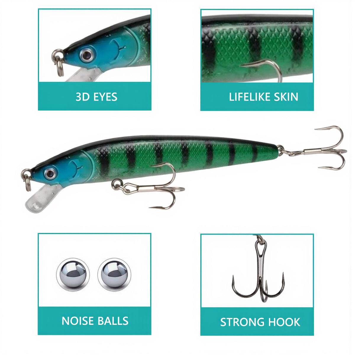 10 Pcs Fishing Lures Minnow Crankbaits Set for Bass & Freshwater Fishing