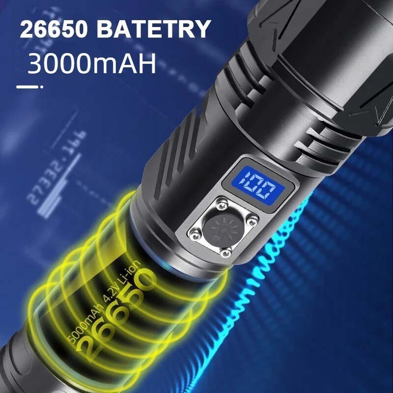 High Power Rechargeable LED Flashlight 9900000LM Waterproof Long Range Camping Light