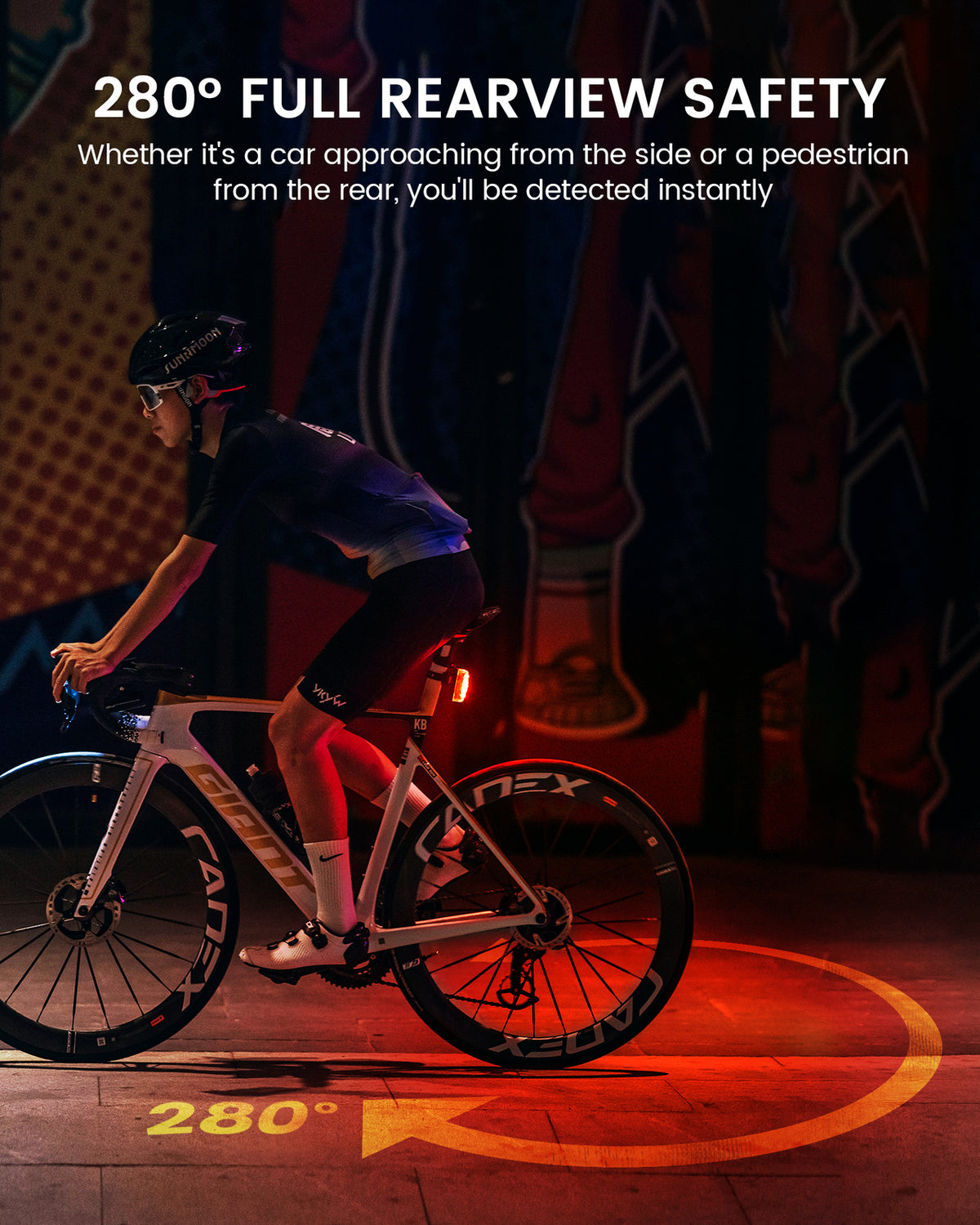 Rechargeable Bicycle Rear Light with Auto On-Off & 150 Lumens - Waterproof & 280° Visibility