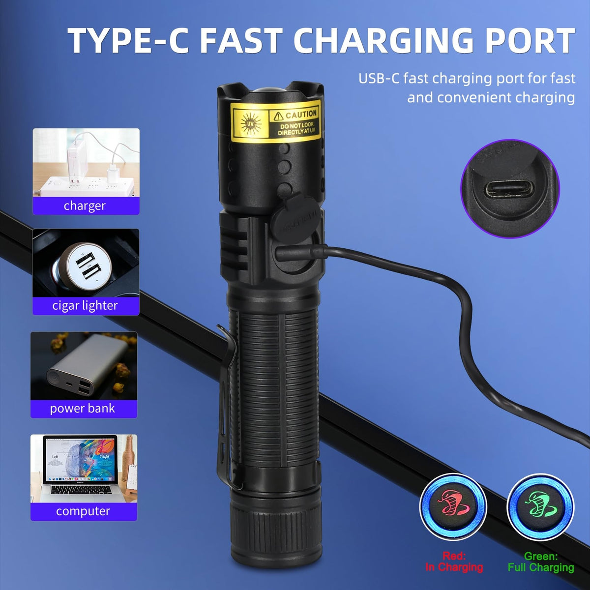 Rechargeable UV 365nm Black Light Flashlight for Pet Urine & Leak Detection